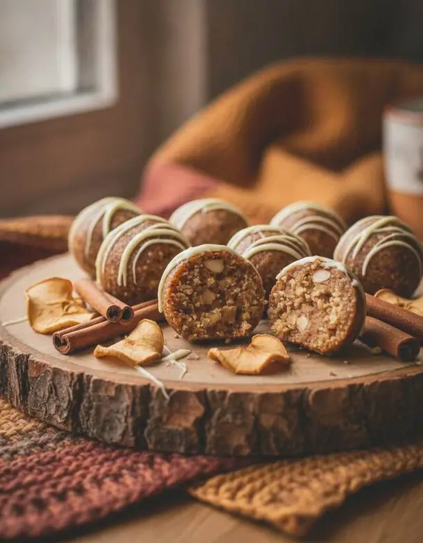 Apfel-Zimt-Kugeln mit weißer Schokolade
