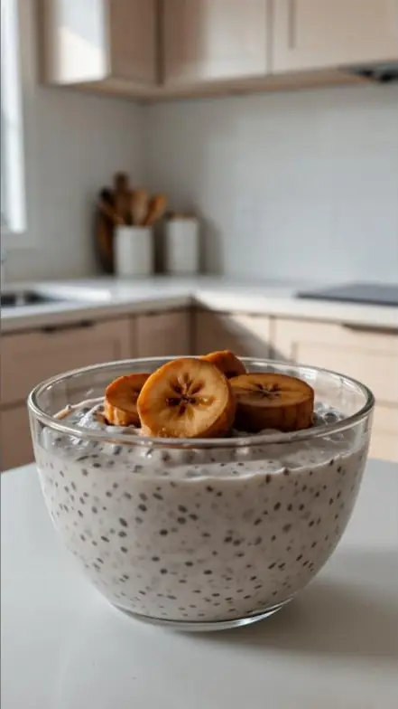 Chia-Bowl mit karamellisierten Bananen
