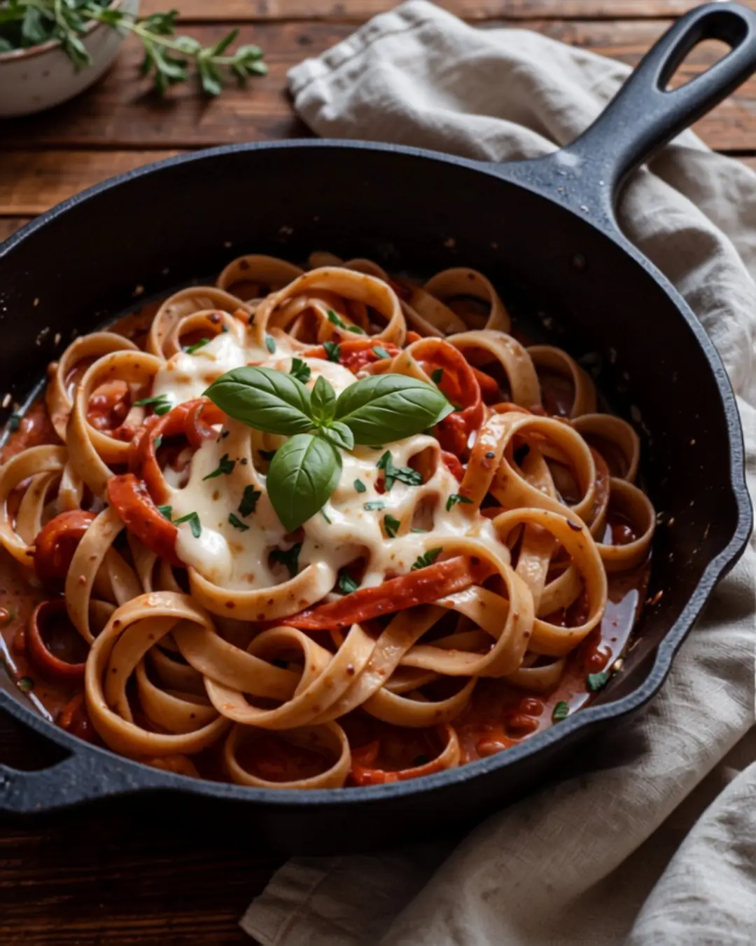 Cremige Käse-Tomaten-Pasta aus der Pfanne
