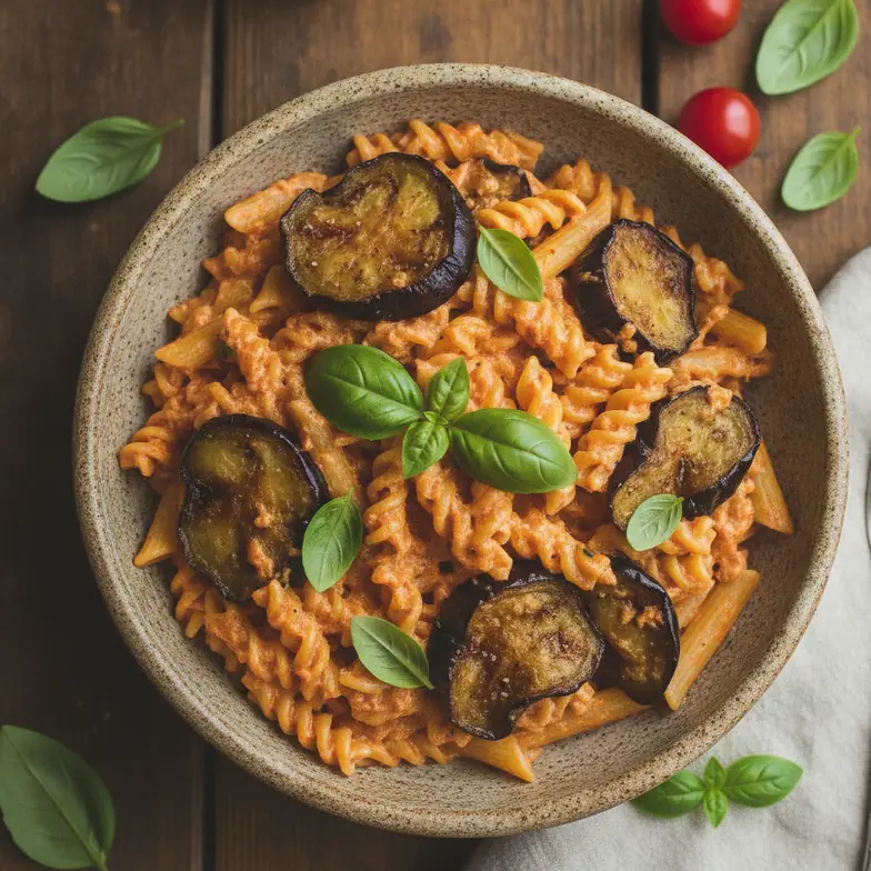 Cremige One Pot Auberginen-Tomaten-Pasta
