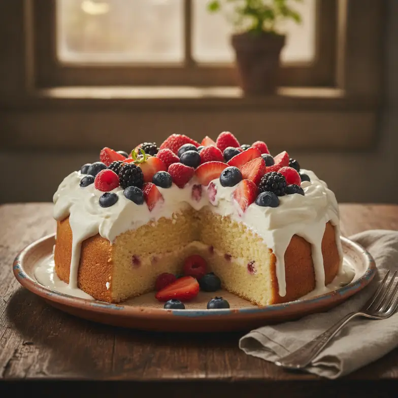 Cremiger Vanille-Milchkuchen mit Beeren