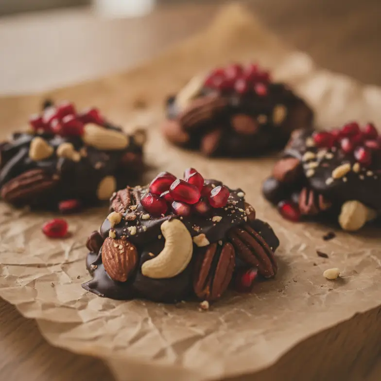 Crunchy Schoko-Nuss-Cluster mit Granatapfel