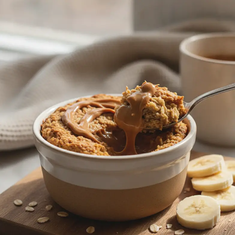 Erdnussbutter-gefüllte Baked Oats