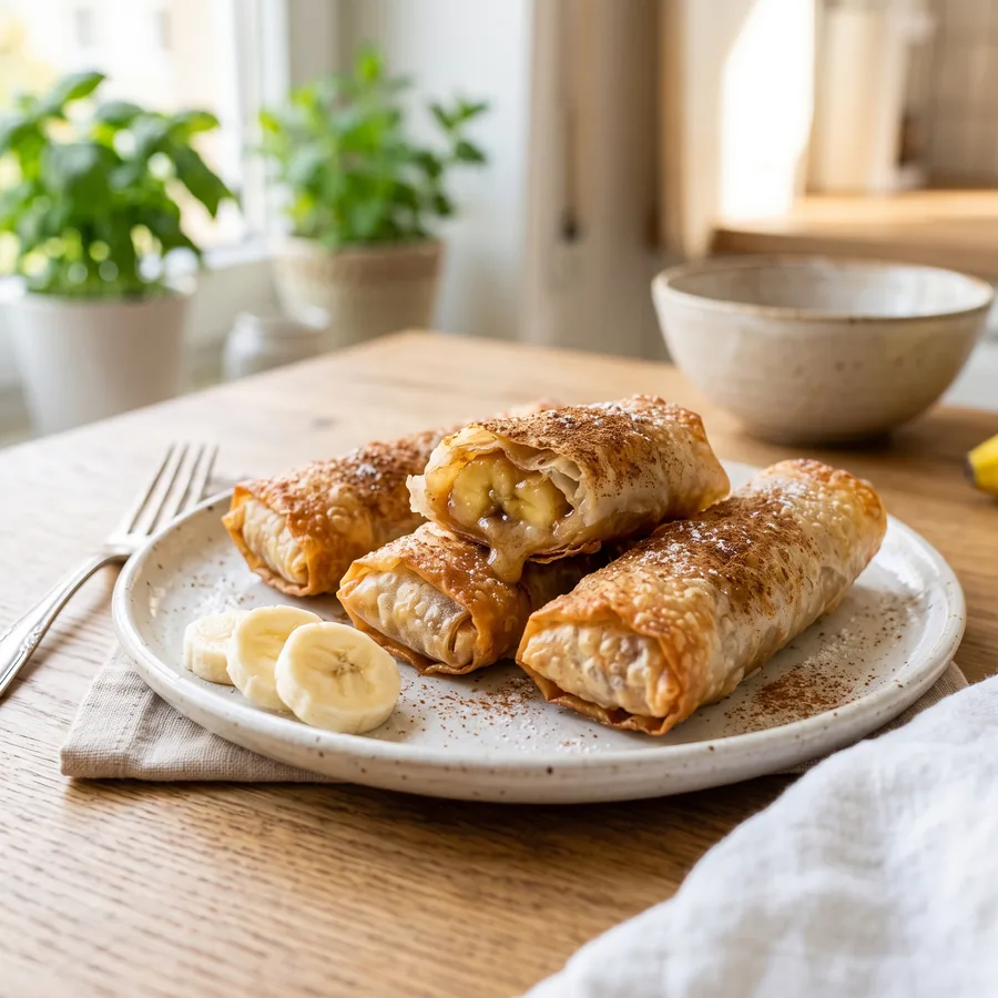 Gebackene Zimt-Banane im Reispapier