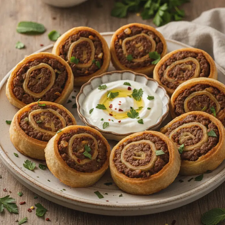 Gefüllte Hackfleisch-Wrap-Röllchen aus dem Ofen