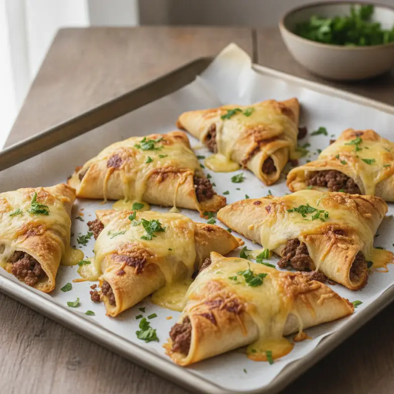 Gefüllte Ofen-Wrap-Ecken mit Hackfleisch