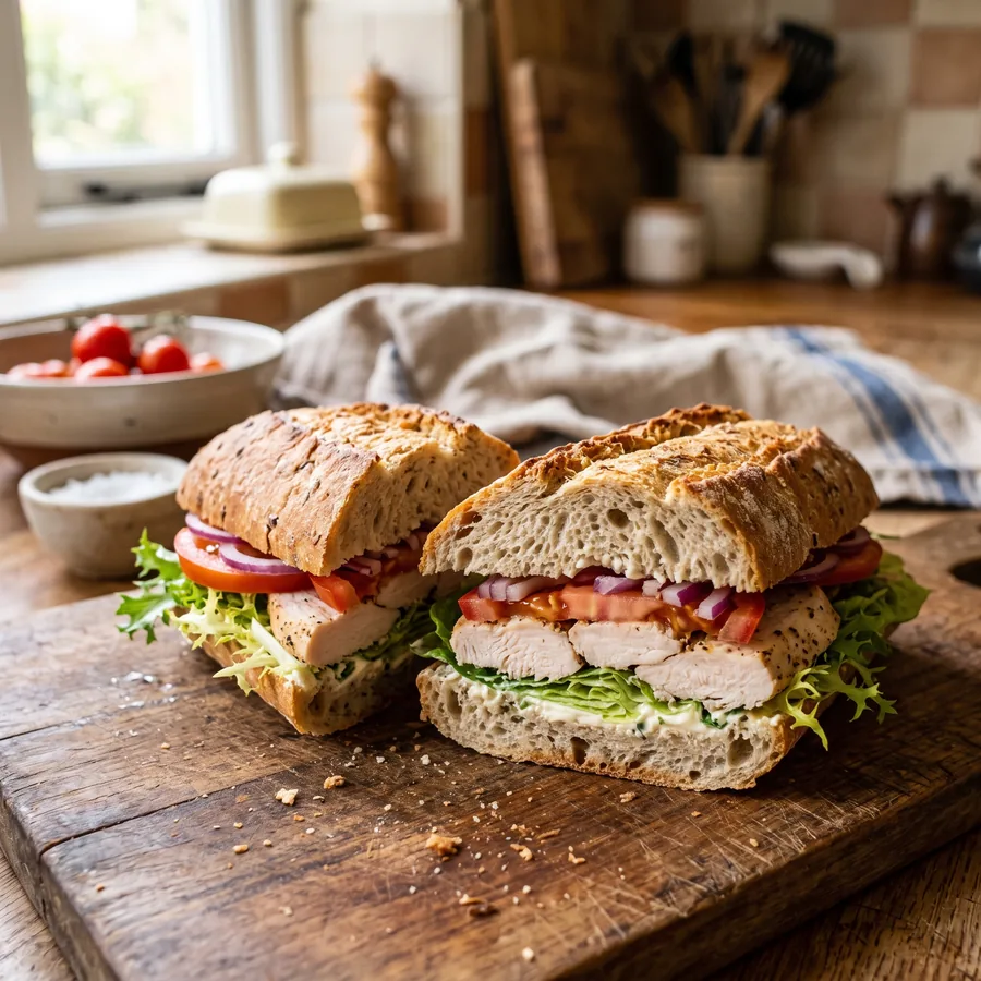 Gefülltes Sandwich-Baguette