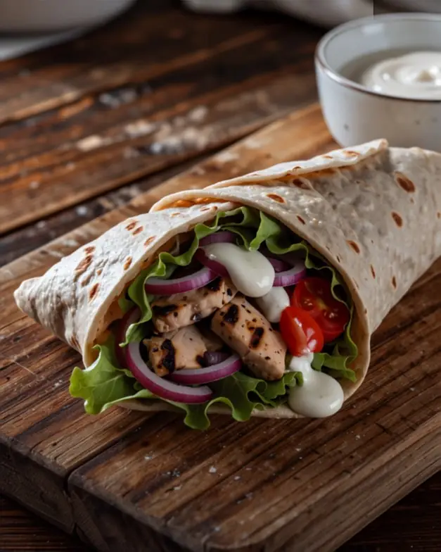 Haferflocken-Fladen mit Hähnchen & Protein-Sauce