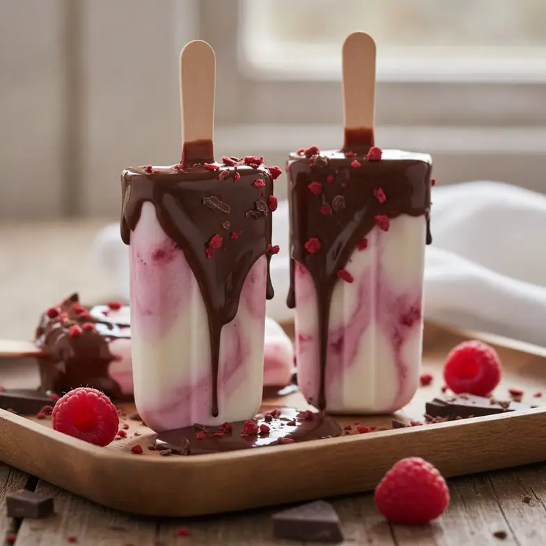 Himbeer-Joghurt-Eis am Stiel