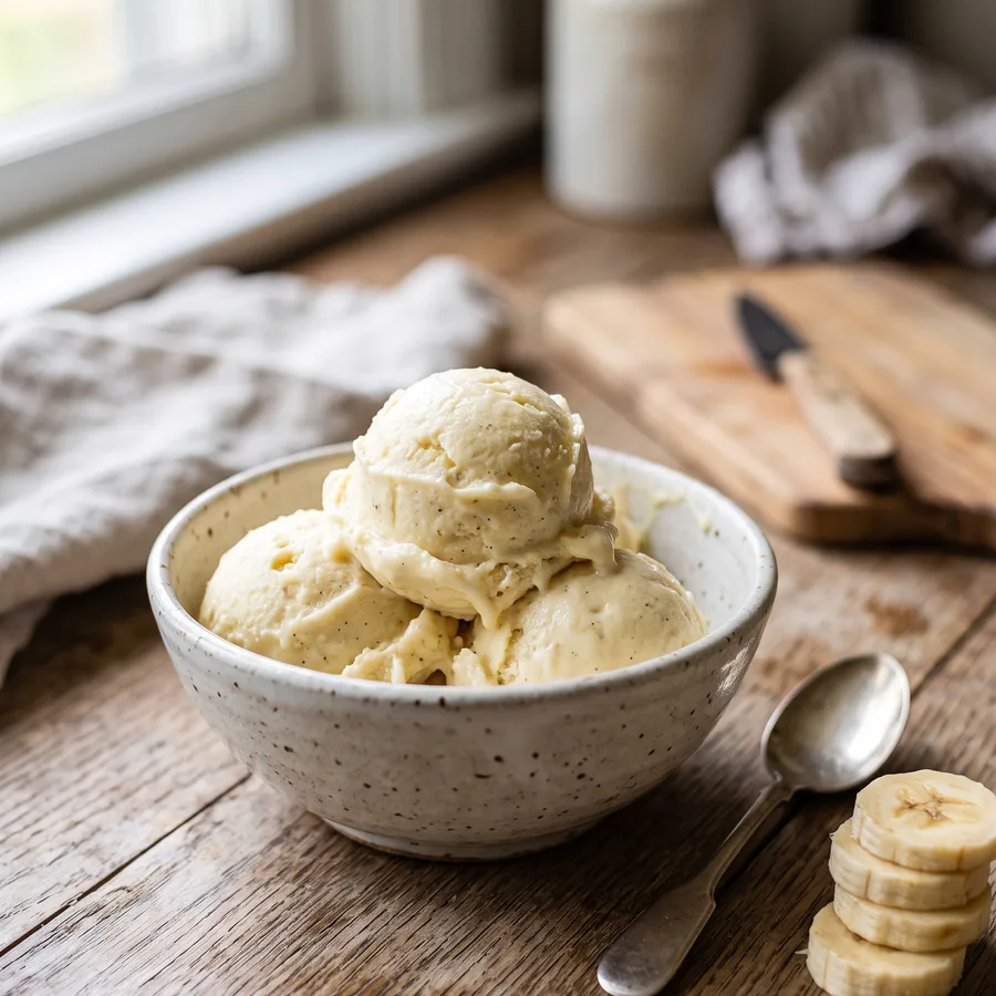 Hüttenkäse-Eis mit Banane