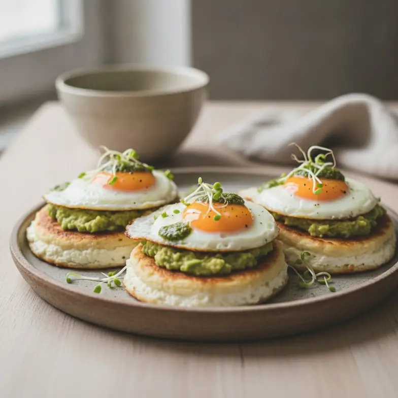 Hüttenkäse-Wraps mit Pesto-Eiern