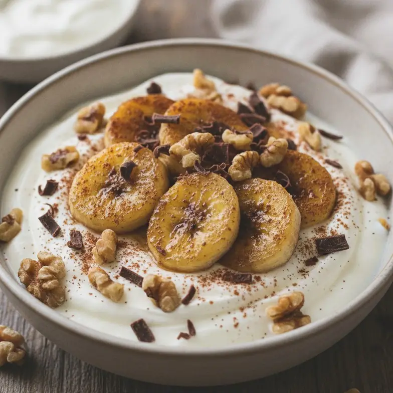 Joghurt-Dessert mit karamellisierter Banane