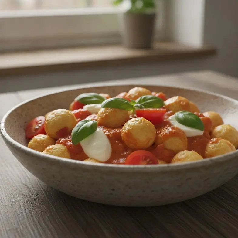 Käse-Quark-Nudeln in Tomatensauce