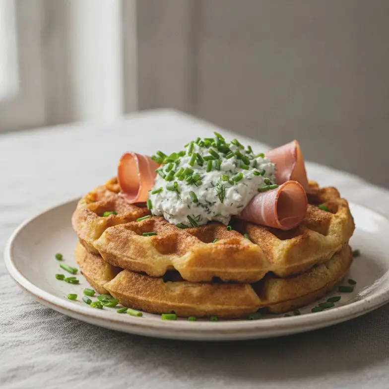 Kartoffel-Käse-Waffeln mit Protein-Topping