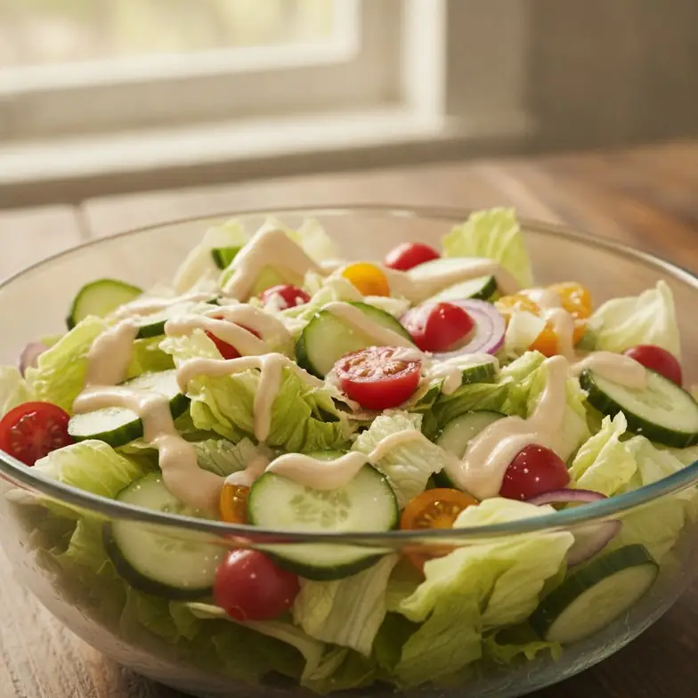 Knackiger Sommersalat mit Parmesan-Dressing