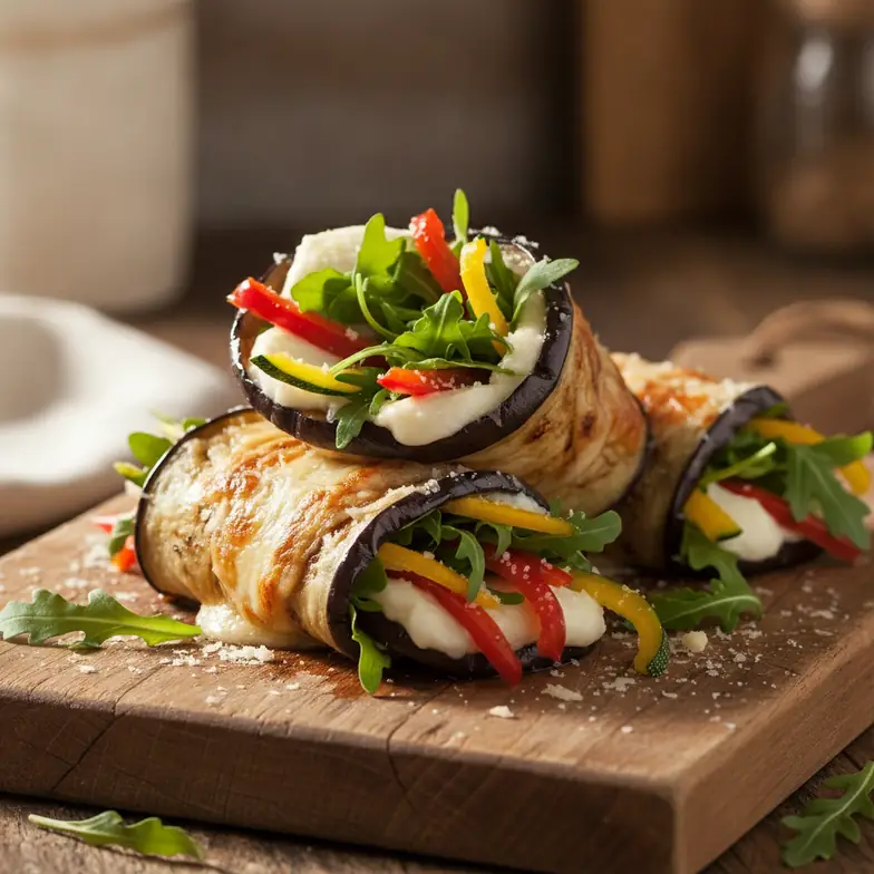 Knusprige Auberginen-Käse-Wraps