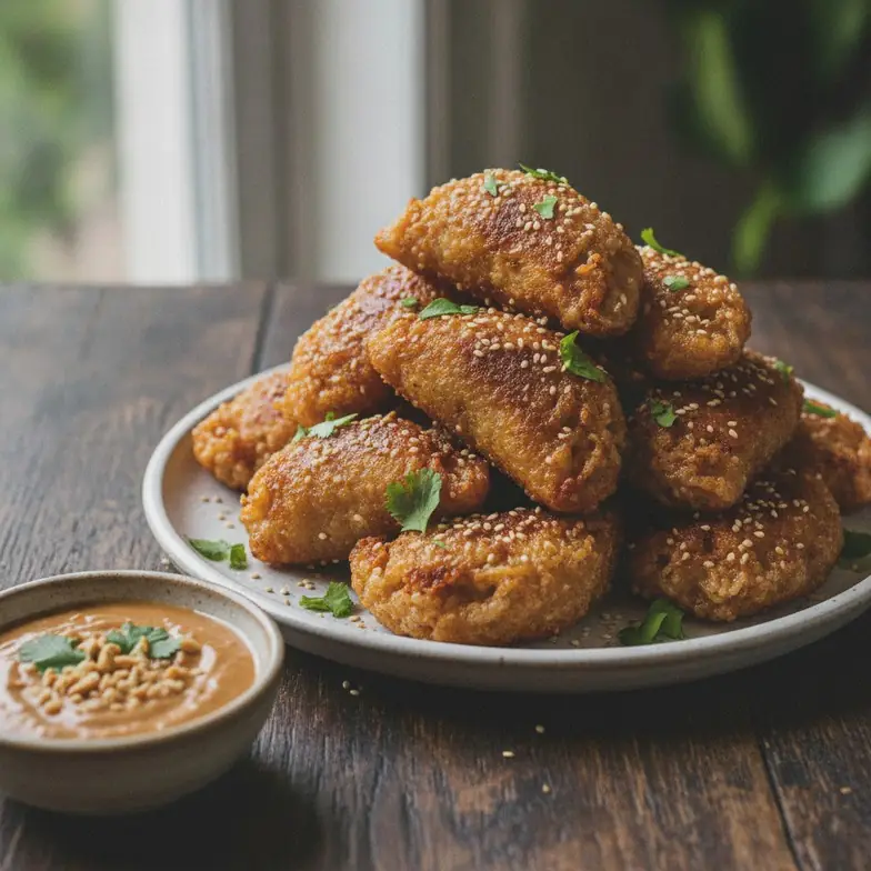 Knusprige Hähnchen-Reispapier-Dumplings