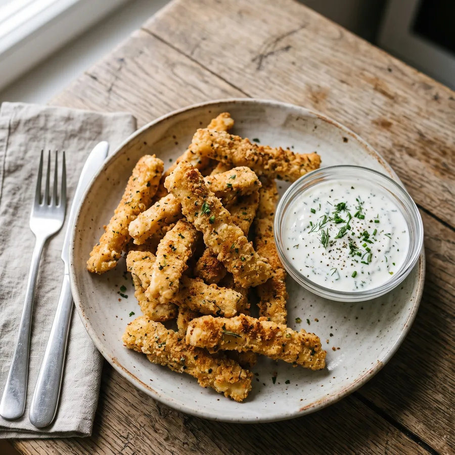 Knusprige Hähnchen-Sticks aus 2 Zutaten