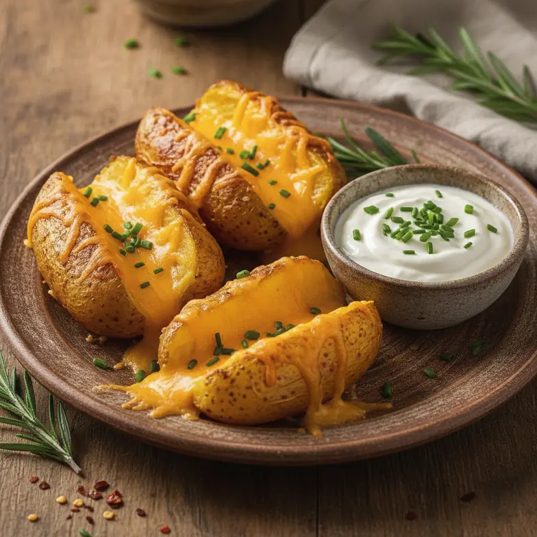 Knusprige Kartoffel-Käse-Dippers aus dem Ofen