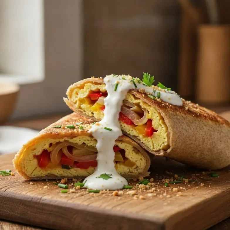 Knuspriger Gemüse-Ei-Wrap aus der Pfanne
