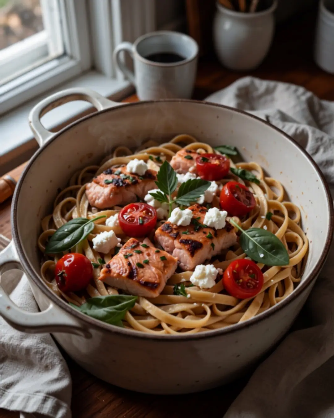 Lachs-Feta-Ofenpasta