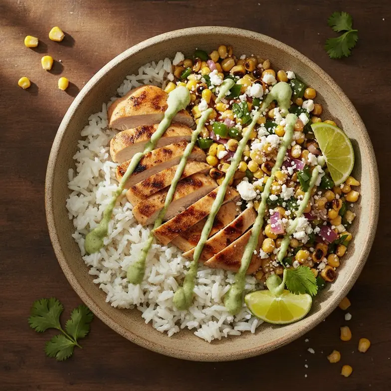 Mexikanische Mais-Hähnchen-Bowl