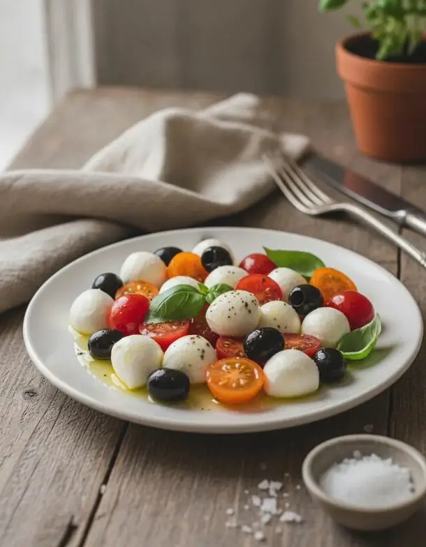 Mini-Mozzarella mit Tomate & Oliven