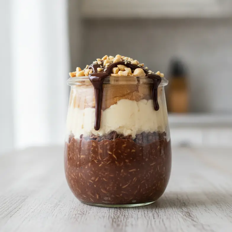 Overnight-Oats Erdnussbutter-Cheesecake
