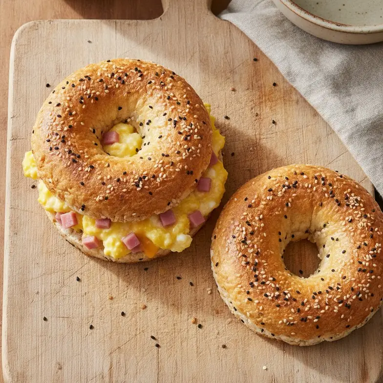 Reispapier-Bagel mit Rührei