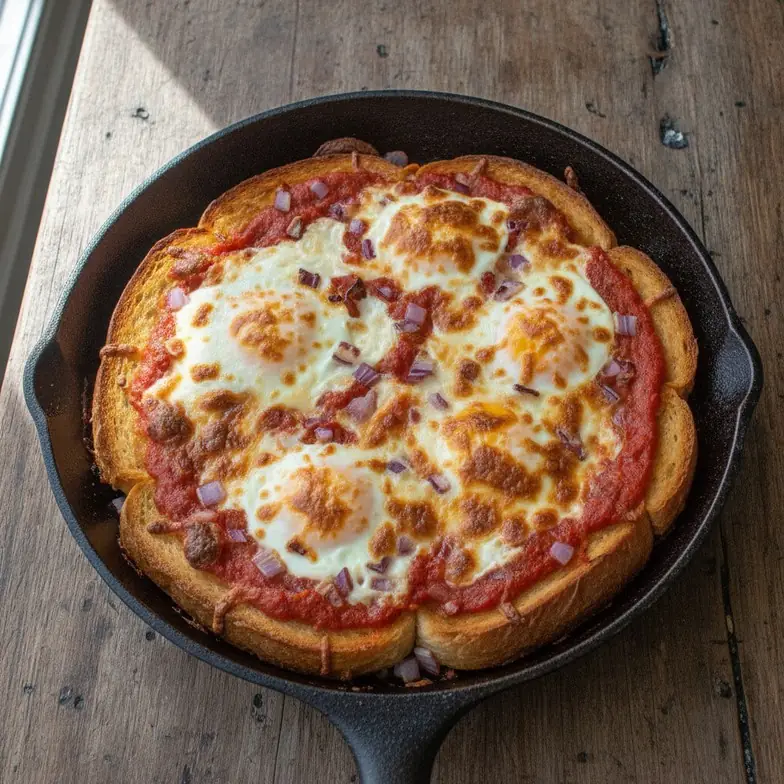 Schnelle Ei-Toast-Pfannenpizza