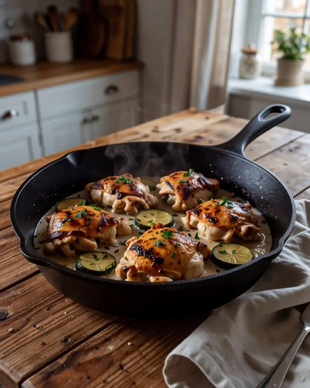 Zitronige Skyr-Hähnchen-Pfanne